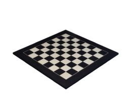 Asturias 60 cm ultra-matt black poplar chess board, three-quarter view