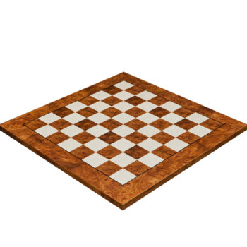 Toscana 60 cm matt root of elm chess board, three-quarter view