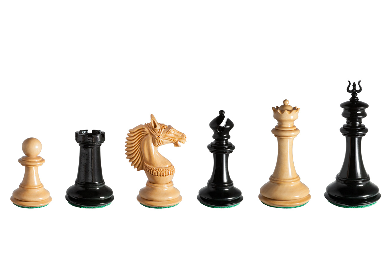 Apollo 4.4-inch chess pieces in lacquered ebony and boxwood
