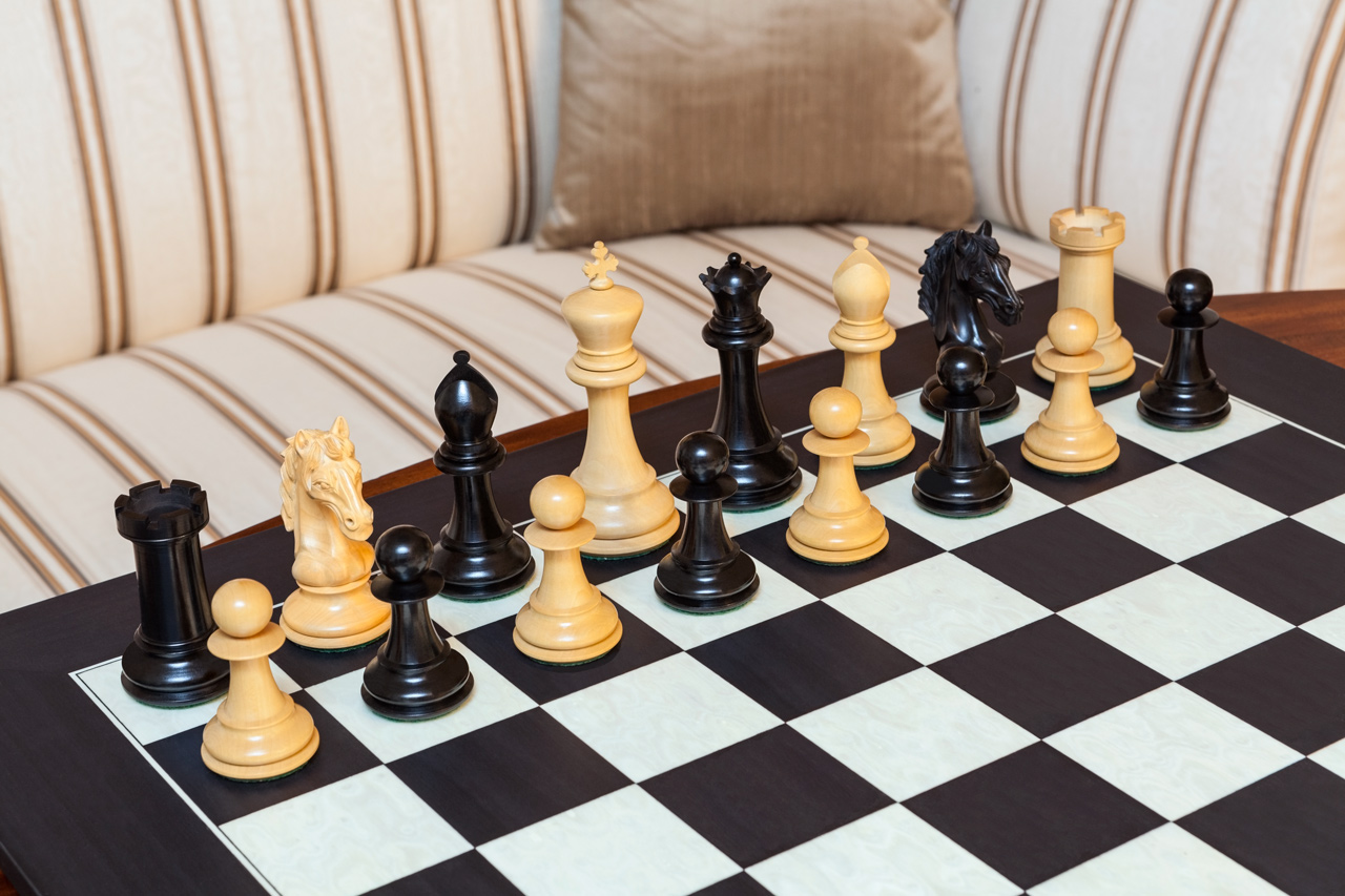 Florence ebony and boxwood pieces arranged for play on the Asturias board