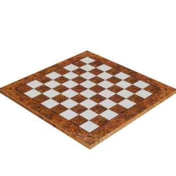 Da Vinci 60 cm high-gloss root of elm chess board, three-quarter view
