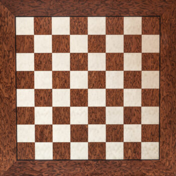 Segovia 60 cm high-gloss brown ash burl chess board, top view