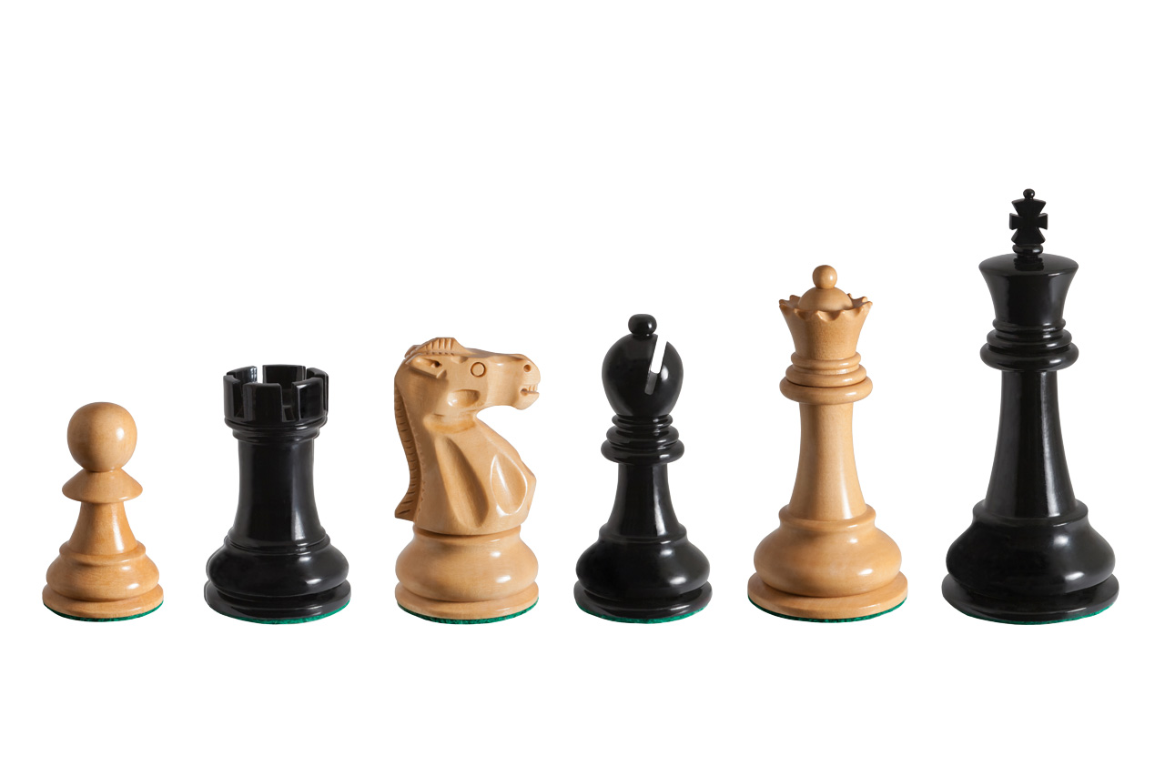 Viking 3.75-inch chess pieces in lacquered boxwood and ebony